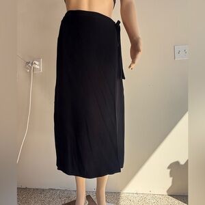 URBAN Romantics Black Wrap Midi Skirt